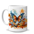 Hyturtle Fall Cat Maple Leaves Coffee Mug with Spoon Gifts on Birthday