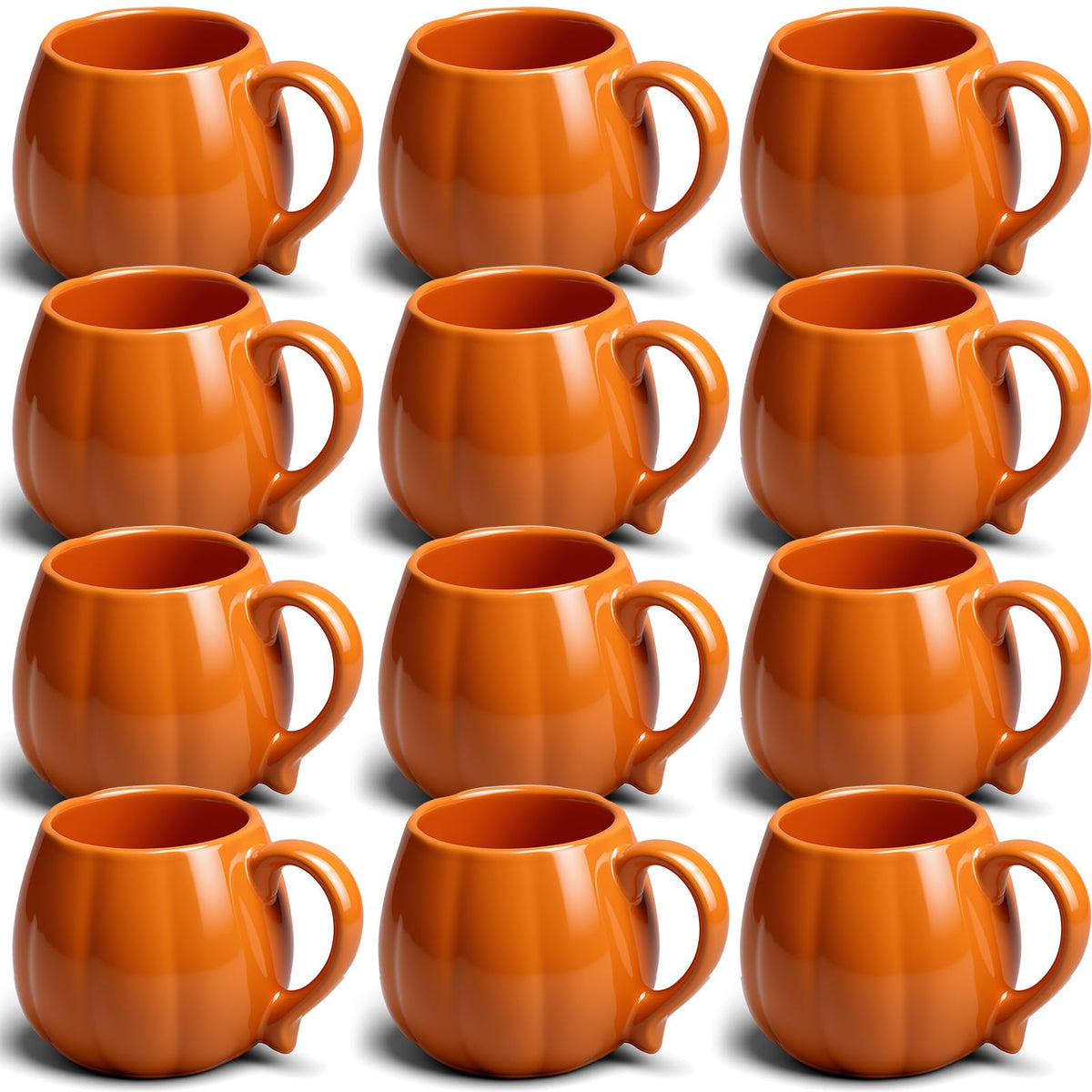 1 Pcs 14 oz Pumpkin Mug Ceramic Coffee Mug Fall Halloween Thanksgiving Autumn Pumpkin Shape Cup with Handle for Halloween Party Decoration
