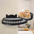 Cat Wall Shelves Furniture Set with Scratching Pad，Wooden Cat Climbing Wall Systems with 2 Perches and 3 Steps, Floating Shelves Bed Wall Mounted for Indoor Fit Up to 15Lbs (Black)