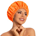 Edoneery Reusable Shower Caps for Women, Waterproof Long Hair Bonnet | Washable Design, Wide Elastic Band, Large Fit, Holds Long Hair, Braids Friendly, Bath Accessories, Spa, Travel