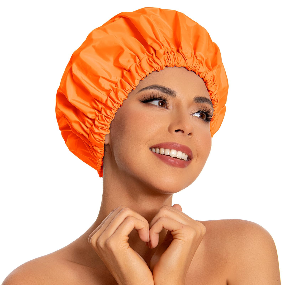 Edoneery Reusable Shower Caps for Women, Waterproof Long Hair Bonnet | Washable Design, Wide Elastic Band, Large Fit, Holds Long Hair, Braids Friendly, Bath Accessories, Spa, Travel