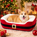 Jetec 26" Christmas Dog Bed, Santa Belt Small Pet Bed for Dogs Cats