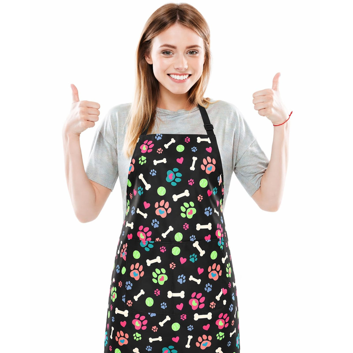 Dog Grooming Waterproof Apron with 2 Pockets, Cute Animals Puppy Dog Pets Apron