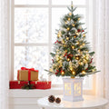 3 Ft Pre-Lit Christmas Tree, Artificial Christmas Tree with Base, Xmas Tree with Timer, Christmas Decoration for Home, Office, Easy Assembly