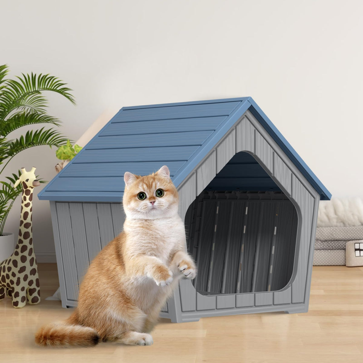 DRATO Outdoor Cat House -Weatherproof Resin Cat Houses for Cats, Durable, Easy Assembly,cat Igloo Outdoor，Durable & Insulated Shelter for Garden, Patio, or Backyard（Black，18.46 * 23.62 * 21.42）