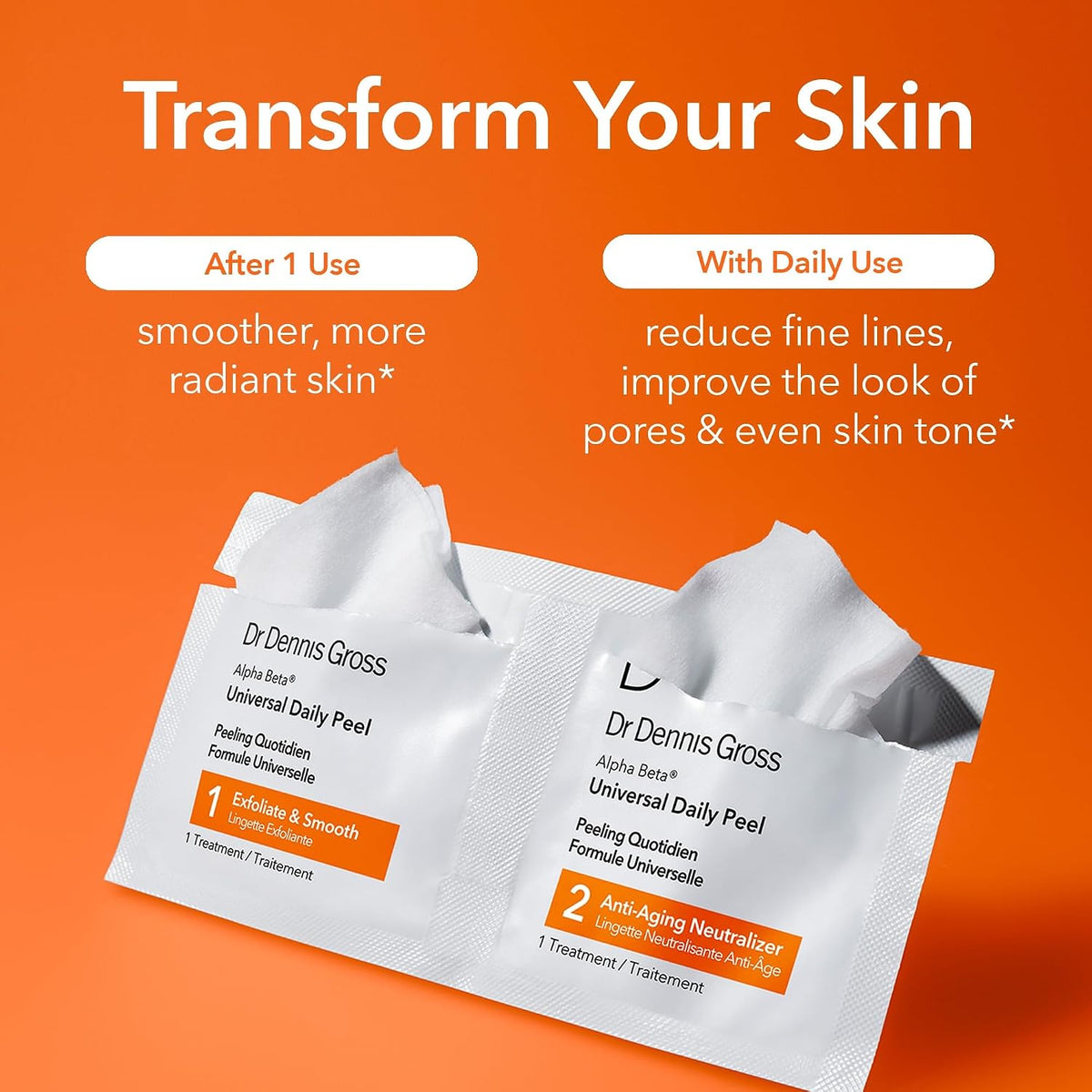 Dr Dennis Gross Alpha Beta Universal Daily Peel: for Uneven Tone or Texture and Fine Lines or Enlarged Pores, (5 Treatments)