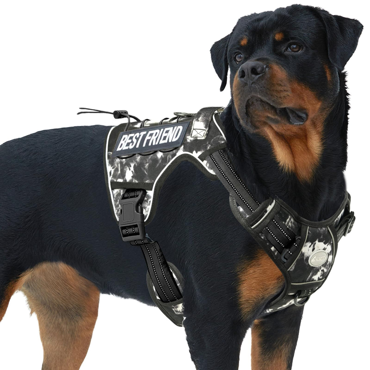 Auroth Tactical Dog Harness for Large Dogs No Pull Adjustable Pet Harness Reflective K9 Working Training Easy Control Pet Vest Military Service Dog Harnesses Army Yellow L