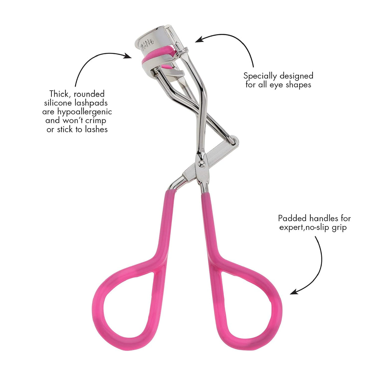 Tweezerman Comfort Grip Eyelash Curler for All Eye Shapes, Neon Pink