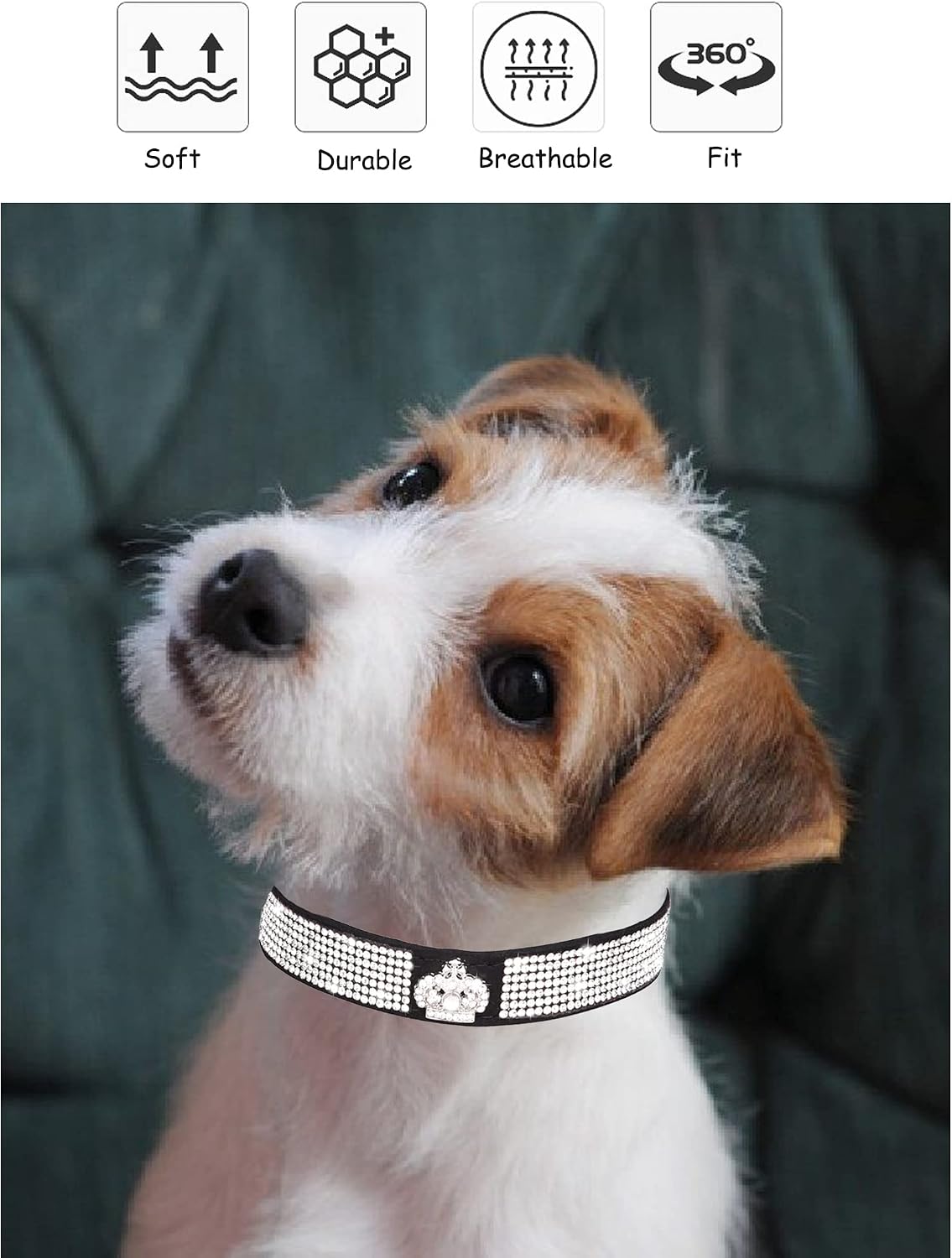 Bling Dog Collar for Small Medium Large Dogs, Crown Rhinestone Dog Collars for Girl and boy Dog, Diamond Puppy Collars, Adjustable Leather Suede SOFE Cat Collar (S(10.6"-13"/27CM-33CM), Pink)