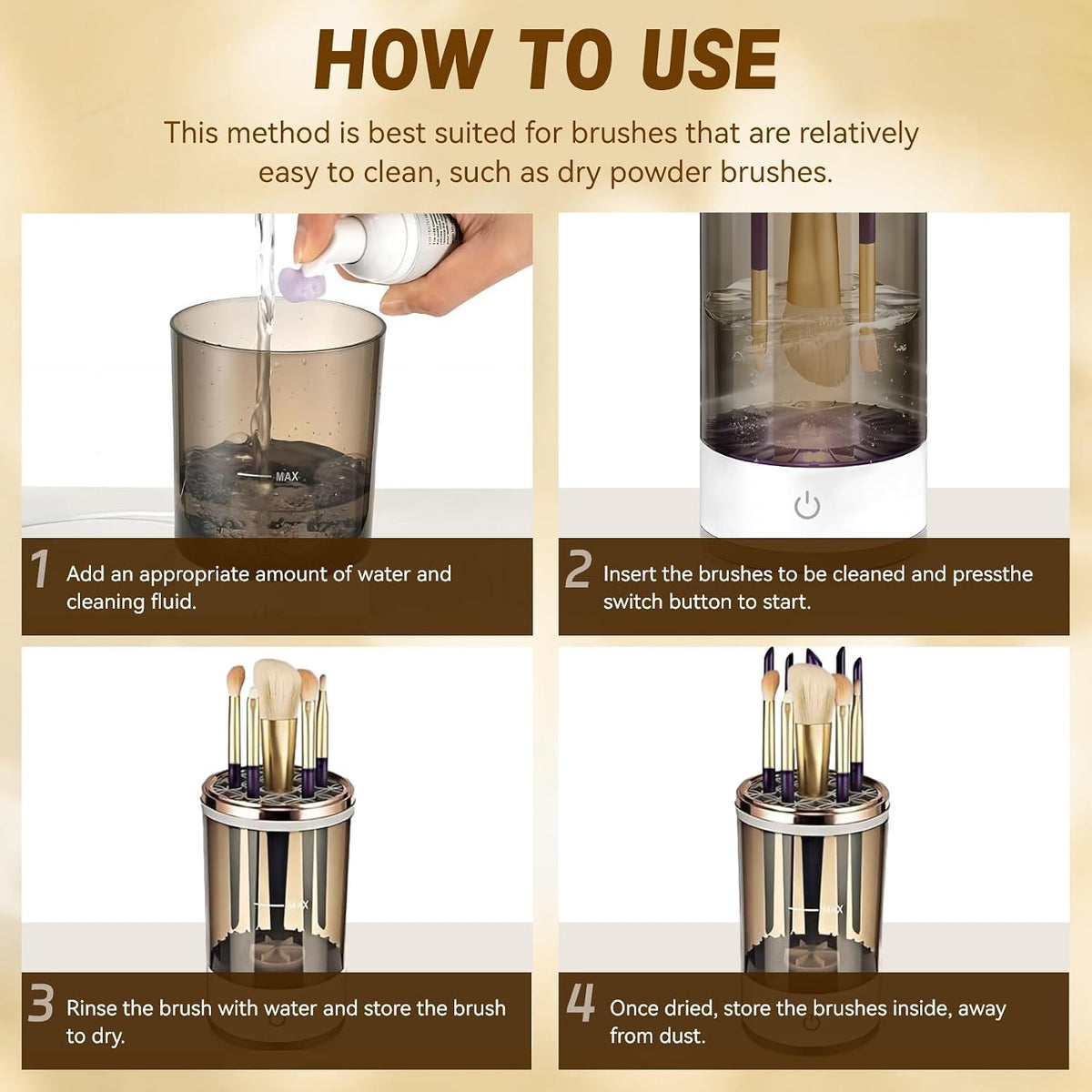 Electric Makeup Brush Cleaner - Portable Compact Design for Travel Home Use - Professional Makeup Brush Cleaning Machine - Automatic Makeup Brush Cleaner (Extra Large)