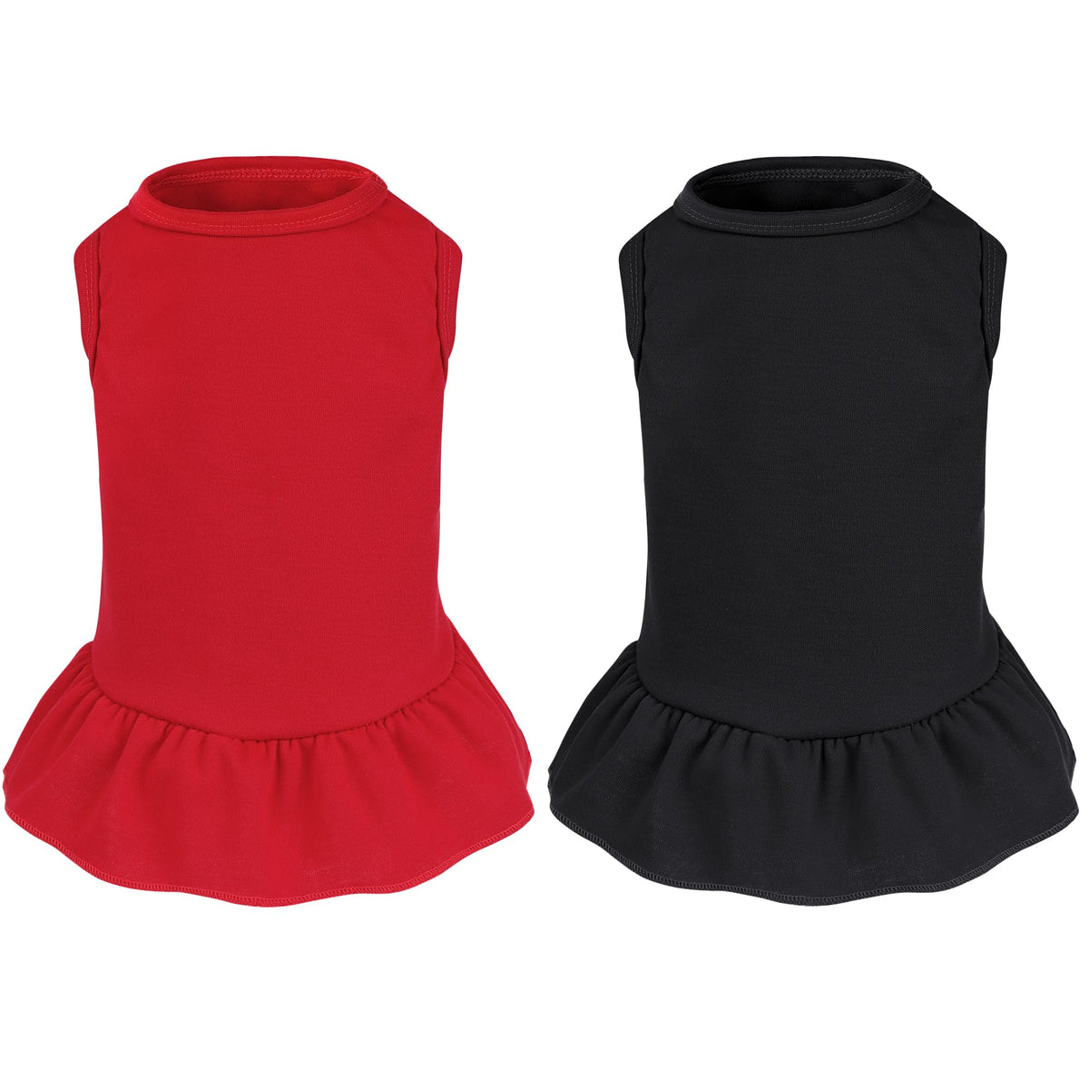 2 Pcs Dog Dresses Cat Skirt Solid Color Dog Clothes Summer Sleeveless Puppy Girl Clothes for Small Pet Dogs Cats (Yellow,Pink, Medium)