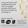 Sports Research® Omega-3 Fish Oil 1250 - Triple Strength Fish Oil Supplement from Wild Alaska Pollock - MSC Certified Sustainable · Non-GMO · Soy Free - 180 Softgel Capsules