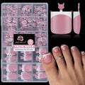 UNA GELLA French Toe Nail Press Ons, Pre-Etched 15 Sizes Sharp Square Berry Pink 180Pcs Press On Toenails False Toes Soft Gel Square Full Cover Fake Toenails for Nail Extensions DIY Salon Pedicure