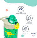 Zak Designs Sanrio Hello Kitty Sage 16oz Leak-Proof Straw Kids Water Bottle | BPA Free, Durable Plastic, Cupholder Friendly, Dishwasher Safe, Easy to Clean, Lid Lock, Handle, For School, Home, Travel