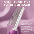 Poodle Pet Detangling Pet Comb with Long & Short Stainless Steel Teeth for Removing Matted Fur, Knots & Tangles – Detangler Tool Accessories for Safe & Gentle DIY Dog & Cat Grooming