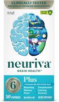 NEURIVA Plus Brain Supplements for Memory and Focus, Clinically Tested Nootropics Neurofactor and Phosphatidylserine, with Vitamin B12, Vitamin B6 and Folic Acid, 30 Count Capsules