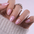 CurvLife Oval Milky White Press On Nails Extra Short, Summer Soft Gel Reusable Fake Nails Kit with Glue & Tabs, 32Pcs 16Size Salon-Quality Stick On Nails for Women At-Home Manicure