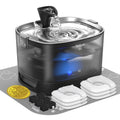 Veken Cordless Cat Water Fountain with Stainless Steel Tray & Secure Clips, 5200 mAh Battery Operated Pet Drinking Dispenser with LED Light, 85oz/2.5L Wireless Fountain for Cats, Dogs and Small Pets