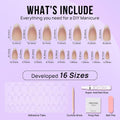 BTArtbox Press On Nails, Liquid Radiance, Medium Almond, Cat Eye, 32Ct | Lamp-Curable 4-Week Wear, Salon-Quality Natural Nails, 10-Minute Easy Daily Application, 16 Sizes, All-in-One Complete Kit