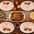 50Pack Thanksgiving Oval Plates Paper - 10" x 12" Happy Thanksgiving Plates Disposable Dinner Supply - Turkey Thankful Pattern