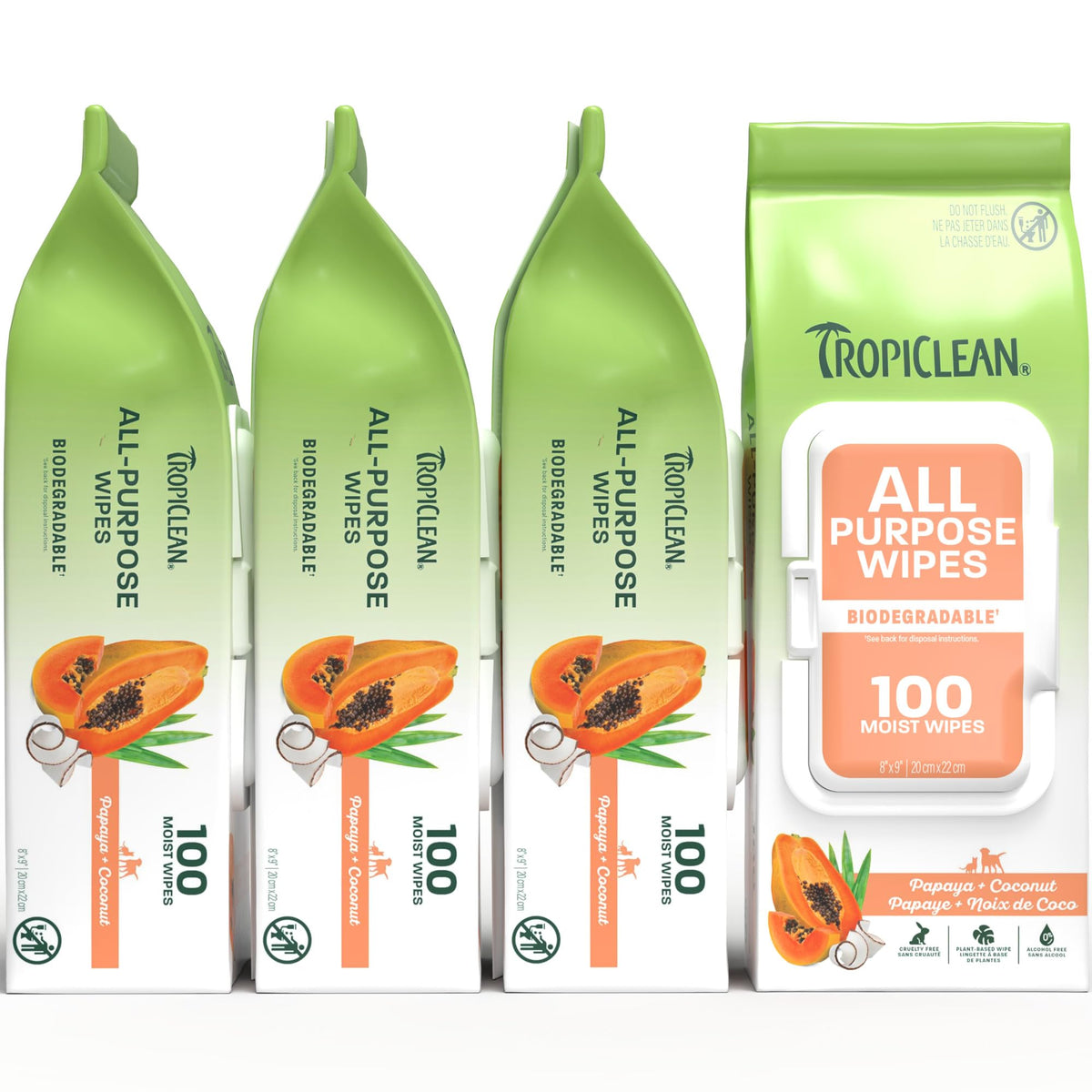 TropiClean Deep Cleaning Pet Wipes, 100ct - Wipes for Dogs & Cats - Gently Removes Dirt, Dander & Smells - for Pet Paws, Face, Body & Bottom - Sweet Berry & Coconut Scent
