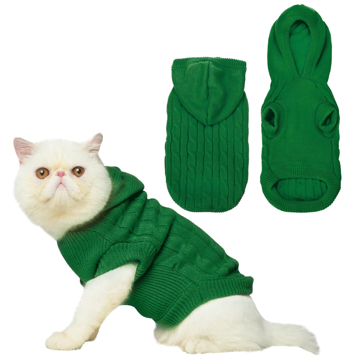 PUPTECK Winter Dog Cat Sweater Coat - Soft Cold Weather Clothes Knitwear for Kitties & Small Dogs Indoor Outdoor Walking Warm, Knitted Classic for Doggies Kitties Girls Boys, Pink M