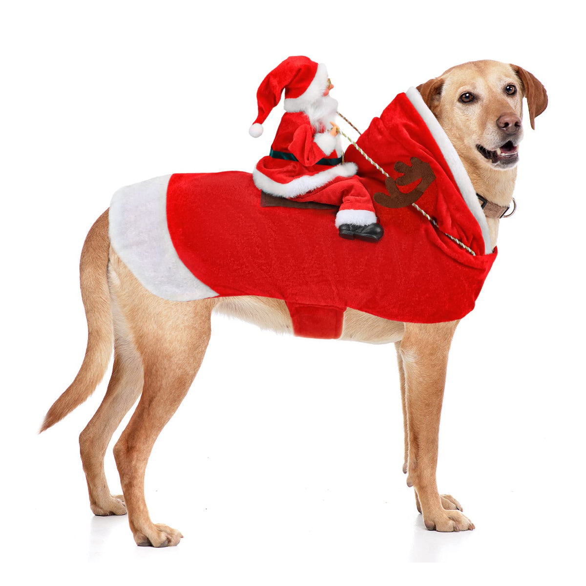 Santa Dog Costume, Dog Christmas Outfit, Riding Pet Costume, Size M