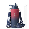 Coolflask Water Bottle with Straw, 40 oz Insulated Metal Water Flask with Straw & Spout Lids, Stainless Steel Double Wall Vacuum, Keep Cold 48h Hot 24h, Leak Proof, BPA-Free, Apricot Pink