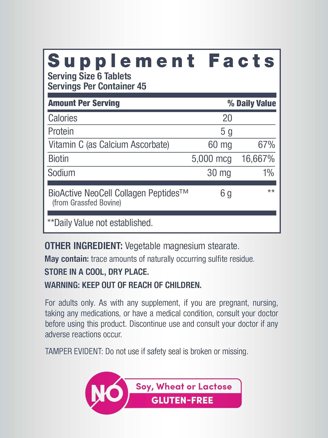 NeoCell Collagen Peptides Pills | 270 Caplets | with Vitamin C and Biotin | Grass Fed Bovine | Hair, Skin, & Nails | for Women and Men