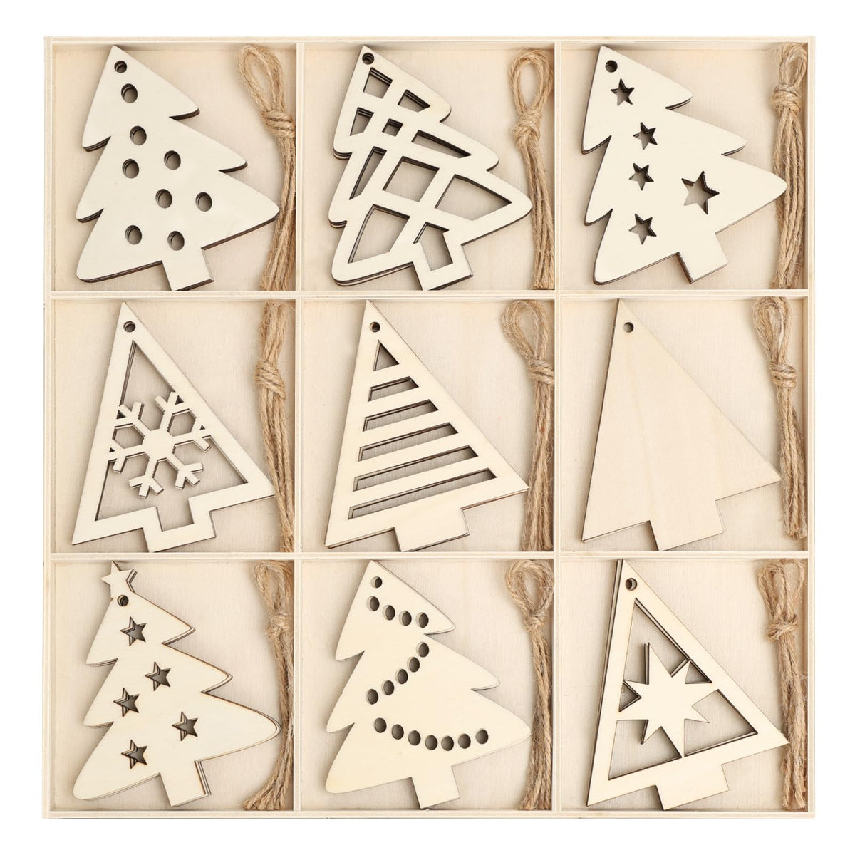 Wooden Snowflakes Ornaments Rustic Christmas Decorations for Tree Crafts