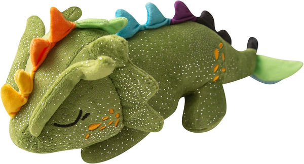 SNUG AROOZ Drowsy the Green Dragon - Plush Dog Toy, Squeaks & Crinkles, Pet Multi-Sensory Play, Recycled Material, 4x12 Soft-Cuddly Magical Companion