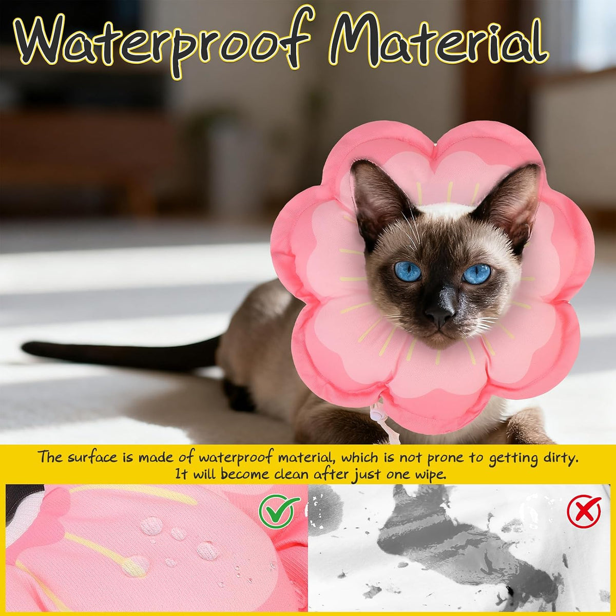 EXPAWLORER Cat Cone Collar Soft, Cat E Collar Recovery After Surgery to Stop Licking, Adjustable Waterproof Cute Neck Elizabethan Pet Kitten Puppy Donut Pillow for Cats Puppy Wound Healing, PinkM