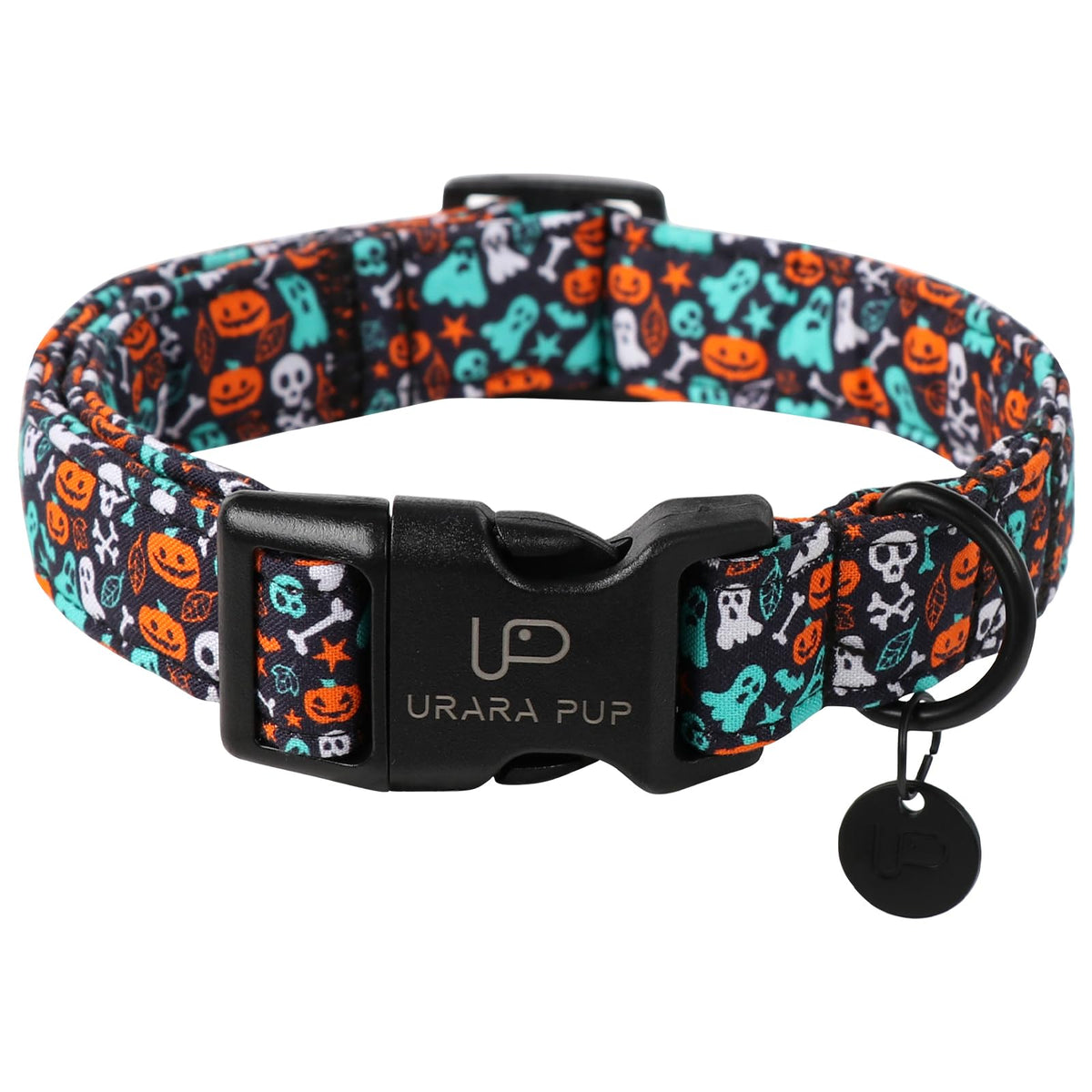 Fall Plaid Dog Collar with Maple Leaf Charm – Adjustable Autumn Checkered Dog Collar for Small Medium Large Dogs, Soft Cotton Puppy Collars with Quick Release Buckle and Metal D-Ring