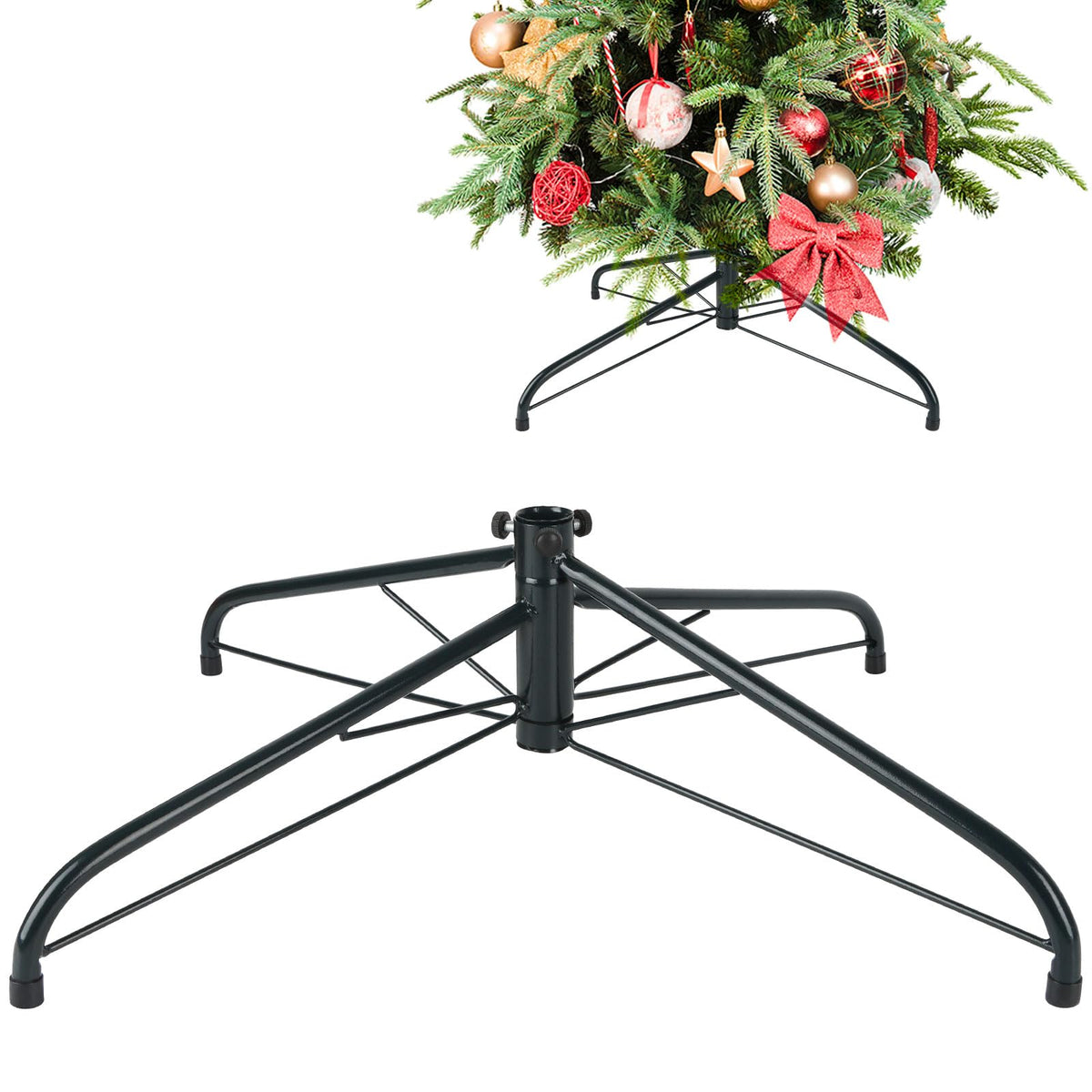 CCINEE Metal Christmas Tree Stand, Universal Folding Xmas Tree Stand 11.8 Inch Replacement Tree Stand Base for 2 Ft to 5 Ft Christmas Artificial Trees Fake Tree，Green