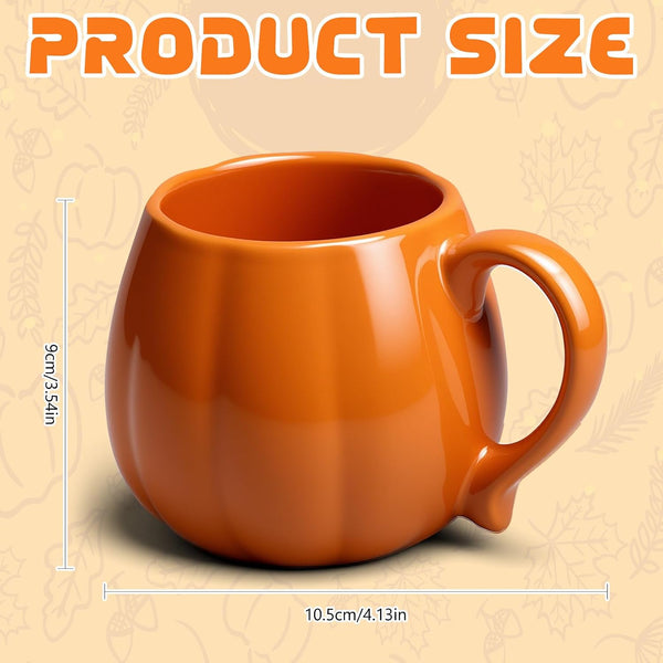 1 Pcs 14 oz Pumpkin Mug Ceramic Coffee Mug Fall Halloween Thanksgiving Autumn Pumpkin Shape Cup with Handle for Halloween Party Decoration