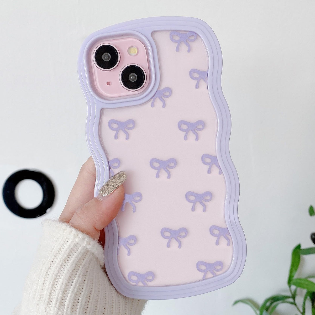QLTYPRI Bow Case for iPhone 13/iPhone 14 Wavy Fame, Pink