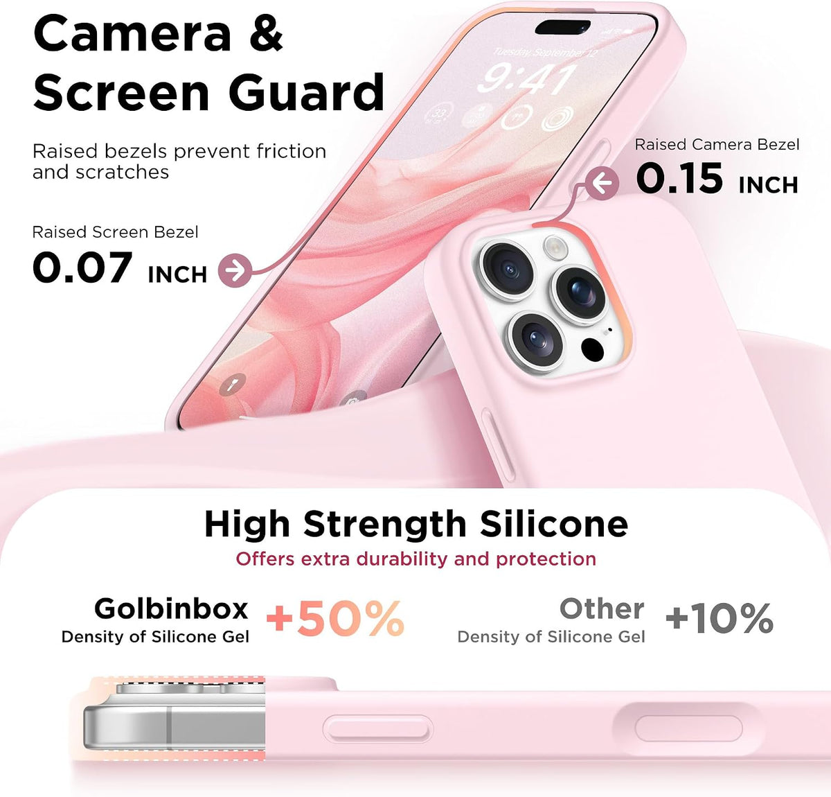 GolbinBox Magnetic for iPhone 16 Pro Max Case, Silicone Cover, Chalk Pink