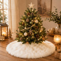 YEAHOME Christmas Tree Skirt, 48 Inch White Soft Faux Fur Tree Skirts Plush Christmas Decorations, White Ornaments Christmas Tree Skirts Xmas Decorations Indoor Holiday Party Decor