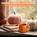 1 Pcs 14 oz Pumpkin Mug Ceramic Coffee Mug Fall Halloween Thanksgiving Autumn Pumpkin Shape Cup with Handle for Halloween Party Decoration