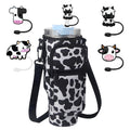Stanley Cup Bag, Cup Holder for Stanley 30oz/40oz Tumbler with Handle, Stanley Carrier Bag with 4Pcs Cute Straw Topper for Stanley Cup Accessories