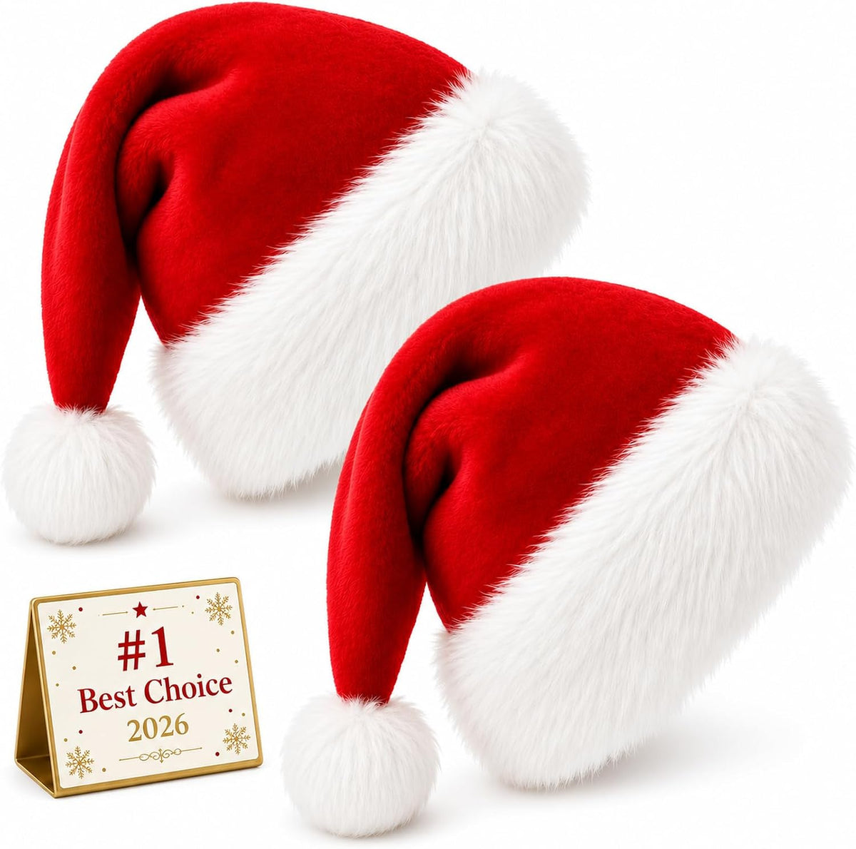 Christmas Santa Hat Hats for Adults Thicken Soft Comfort Adult Headwear Costume Headband Accessories Xmas Holiday Decorations New Year Party Favors Elf Hair Gorros De Navidad Para Adultos