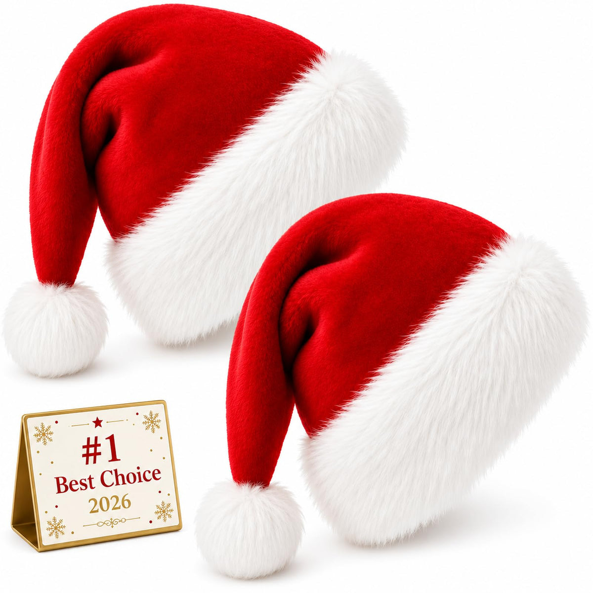 Christmas Santa Hat Hats for Adults Thicken Soft Comfort Adult Headwear Costume Headband Accessories Xmas Holiday Decorations New Year Party Favors Elf Hair Gorros De Navidad Para Adultos