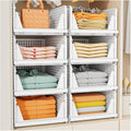Upgraded Closet Organizers and Storage, Stackable Closet Organizer Basket | 5 Pack Foldable Closet Storage Bins for Bathroom Laundry Room Wardrobe Storage, Space-Saving Clothes Drawer Organizer