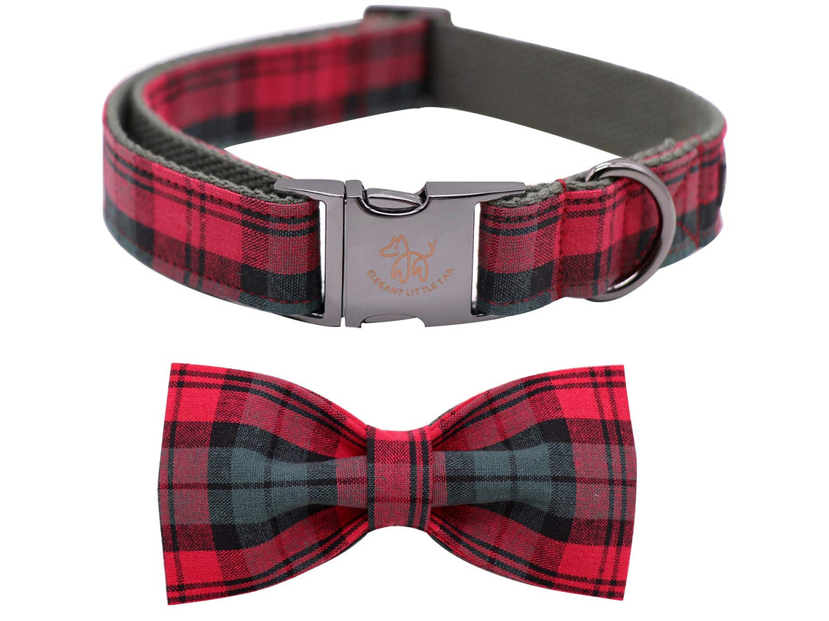 Fall Dog Collar with Bow, Black and Orange Print Fall Pet Collars Small