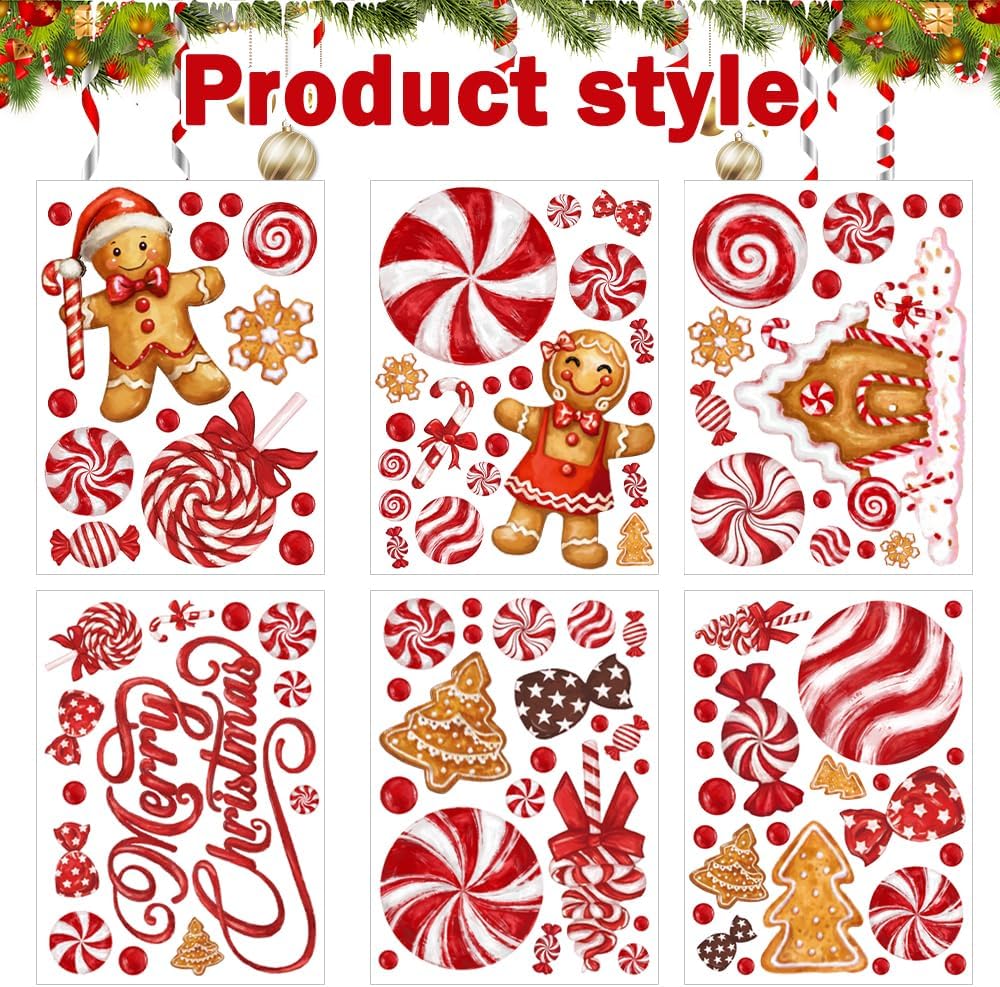 DULEFUN Christmas Window Clings, Gingerbread Man Candy Window's Stickers