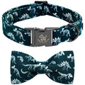 Fall Dog Collar with Bow, Black and Orange Print Fall Pet Collars Small