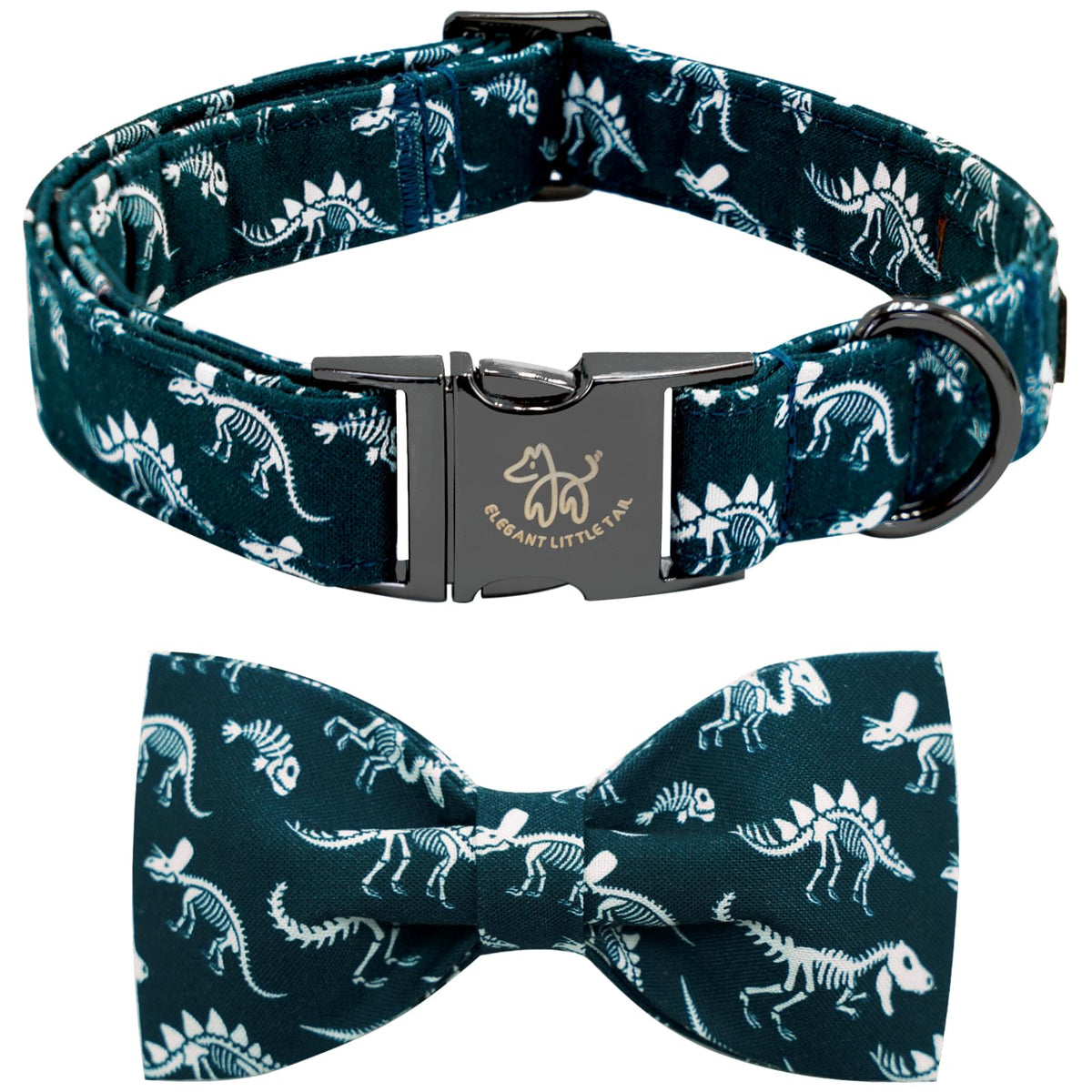 Fall Dog Collar with Bow, Black and Orange Print Fall Pet Collars Small