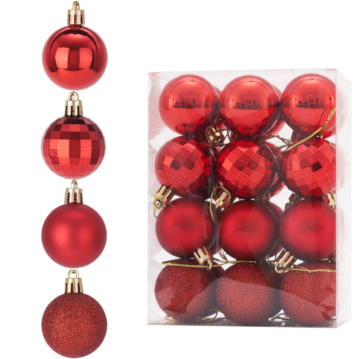 Diahom Christmas Ball 24ct 1.57 Inches Gold Mini Xmas Hanging Ornaments
