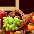 Dandat 1 Pcs Fall Cornucopia Basket Centerpiece 13.78 Inch, Imitation Vine