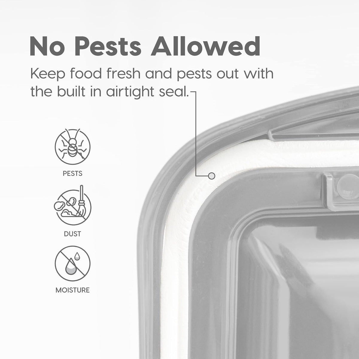 IRIS USA Airtight Dog Food Storage Container, WeatherPro, Up to 10 lbs, for Dog Cat Bird and Other Pet Food Storage Bin, Keep Fresh, Translucent Body, Made in USA, Clear/Gray